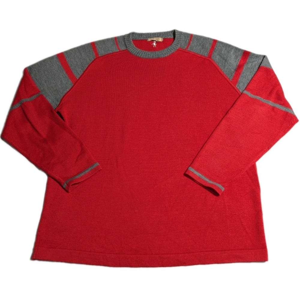 Smartwool 100% Merino Wool Sweater Mens XL Red‎ Gray Crew Neck Outdoor Knit